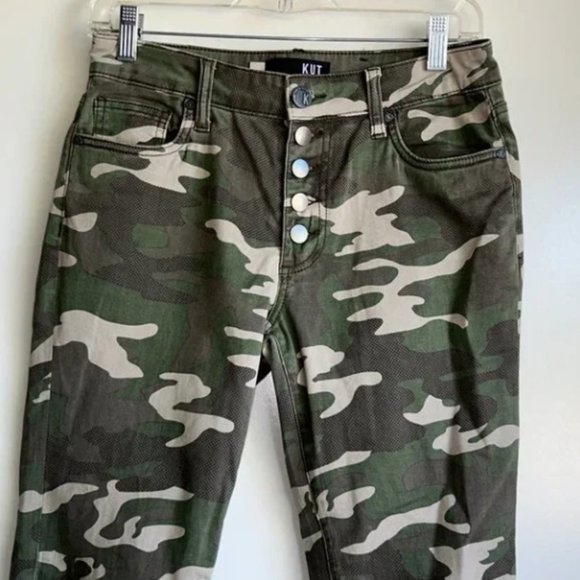 KUT From the Kloth Jeans High Rise Ankle Skinny Camo Print Button-Fly Size 6 NEW - Picture 4 of 7